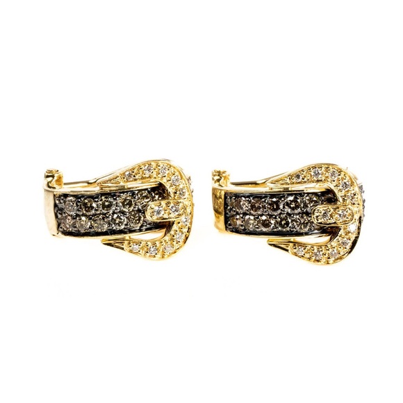 14k Chocolate Champagne and Vanilla Diamonds Earrings - Picture 6 of 10